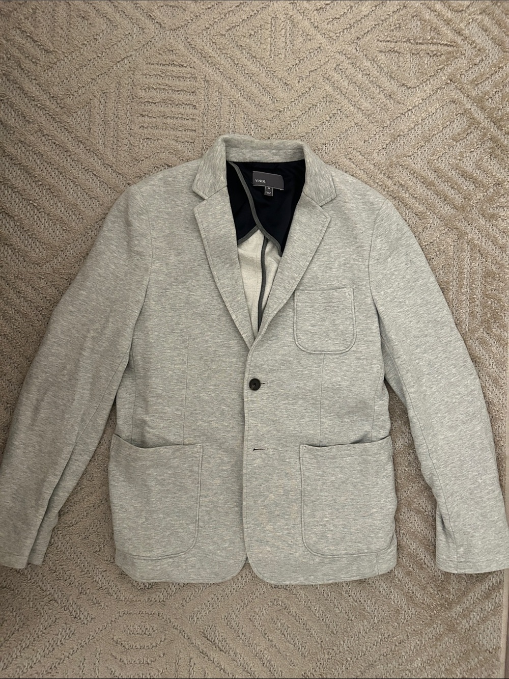 Vince Men's Light Gray Knit Mid Weight Jersey Blazer